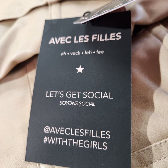 Avec Les Filles Faux Ever Leather Moto Jacket In Sahara New With Tags Women's S - Picture 15 of 16